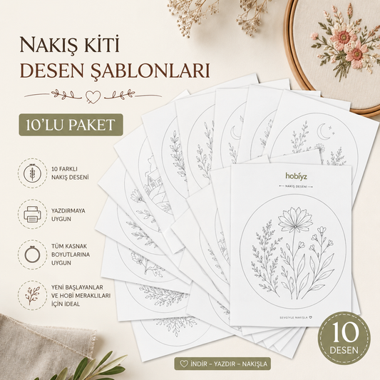 10 Adet Nakış Seti Şablonu